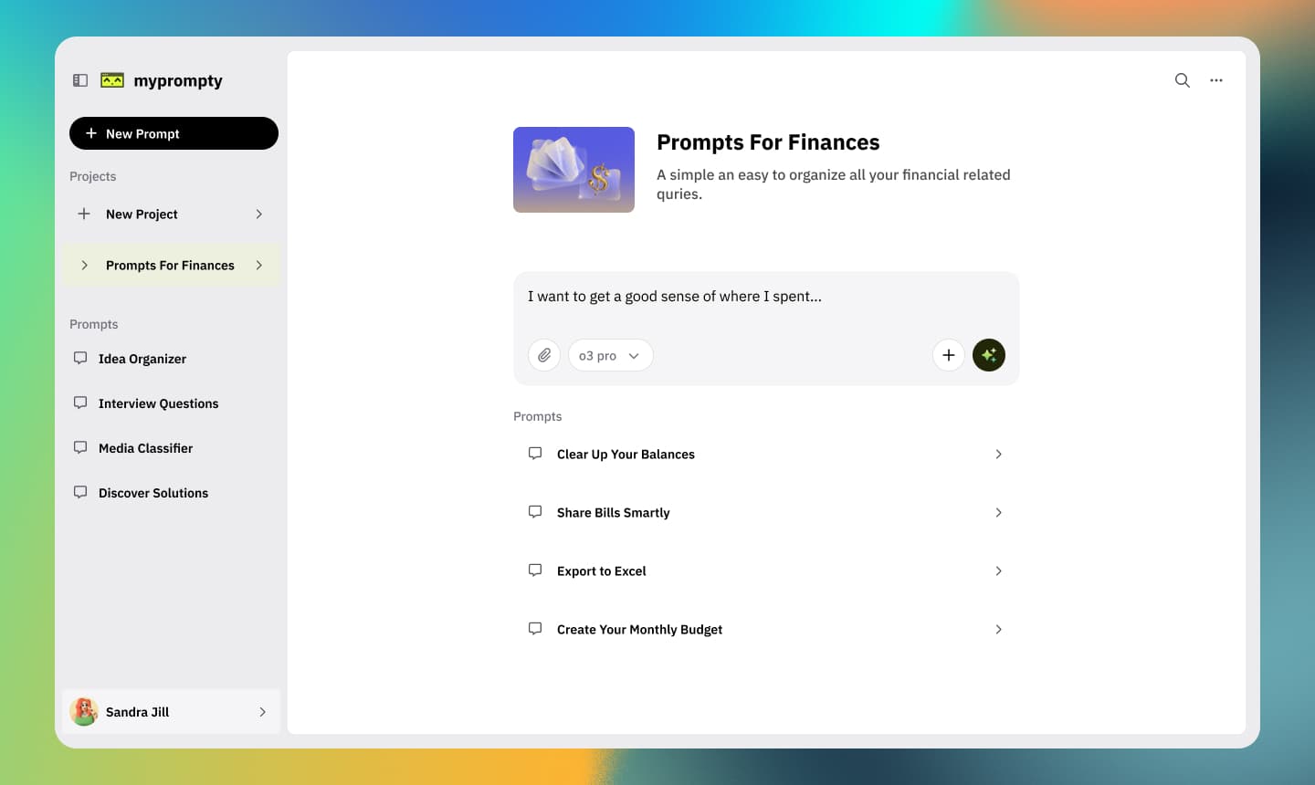 Prompty interface showing prompt management features.